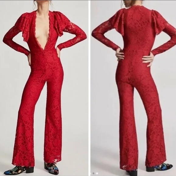NWT FREE PEOPLE Lace Party Jumpsuit - Picture 2 of 10